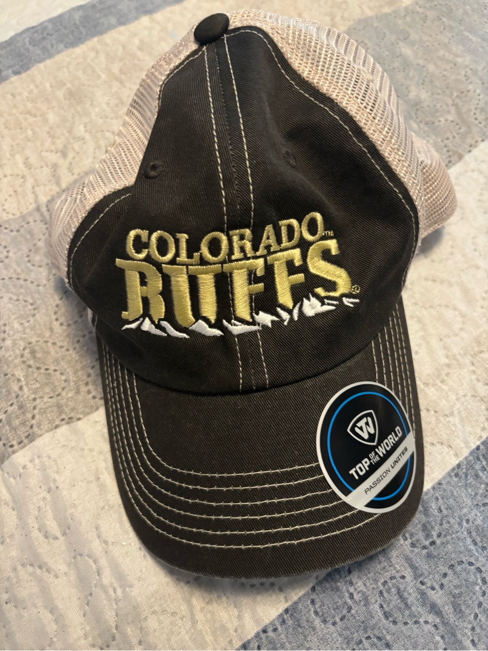 Top of the World Tan & Black Trucker Hat with Embroidered Logo